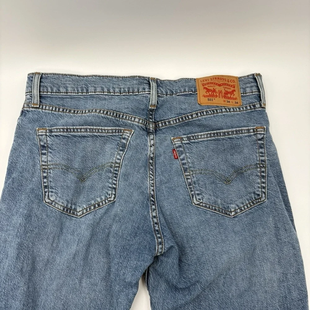 Levis 511 Slim Fit Jeans Mens 34x34 Blue Wash Cotton Stretch Denim Pants